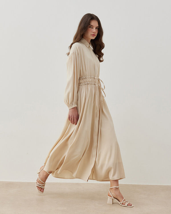 Modal Buttoned Honey Dress Cream