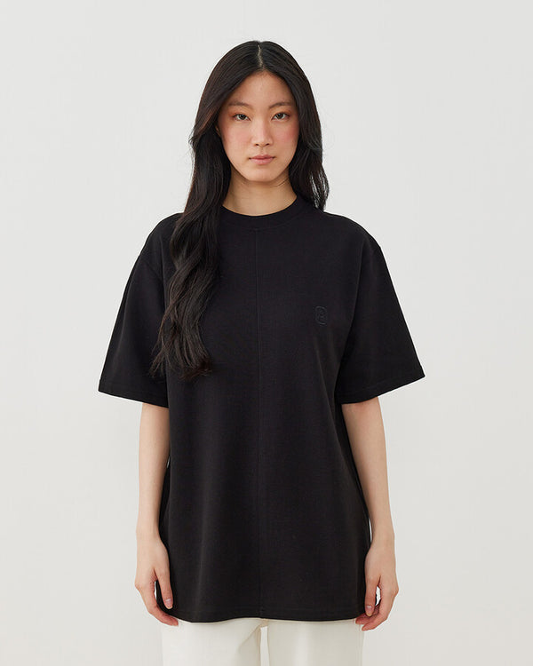 Pike Basic T-shirt with Stitching Details in Black